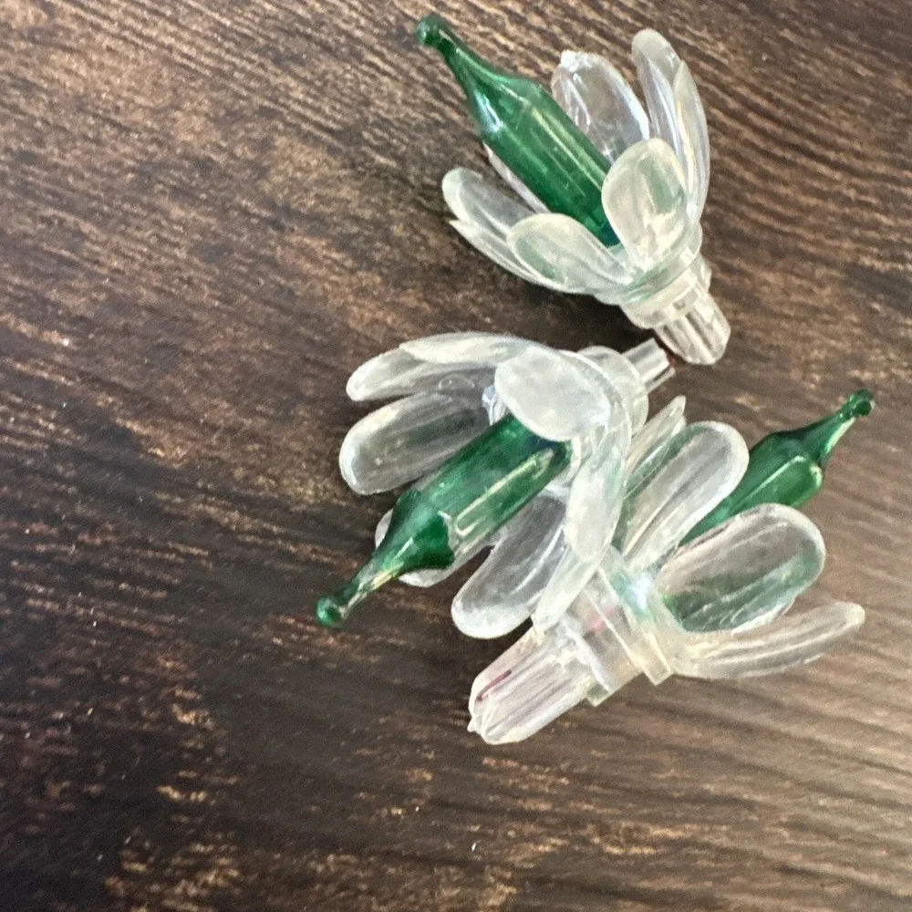31 Tulip Flower Christmas Mini Lights Push In Lights W: Reflector Covers Vintage
